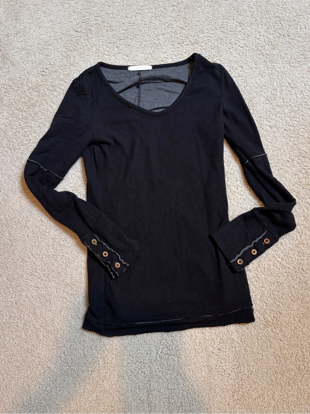 Black Long-Sleeve Scoop Neck Top with Button Cuff- from Mindy Mae’s Market
